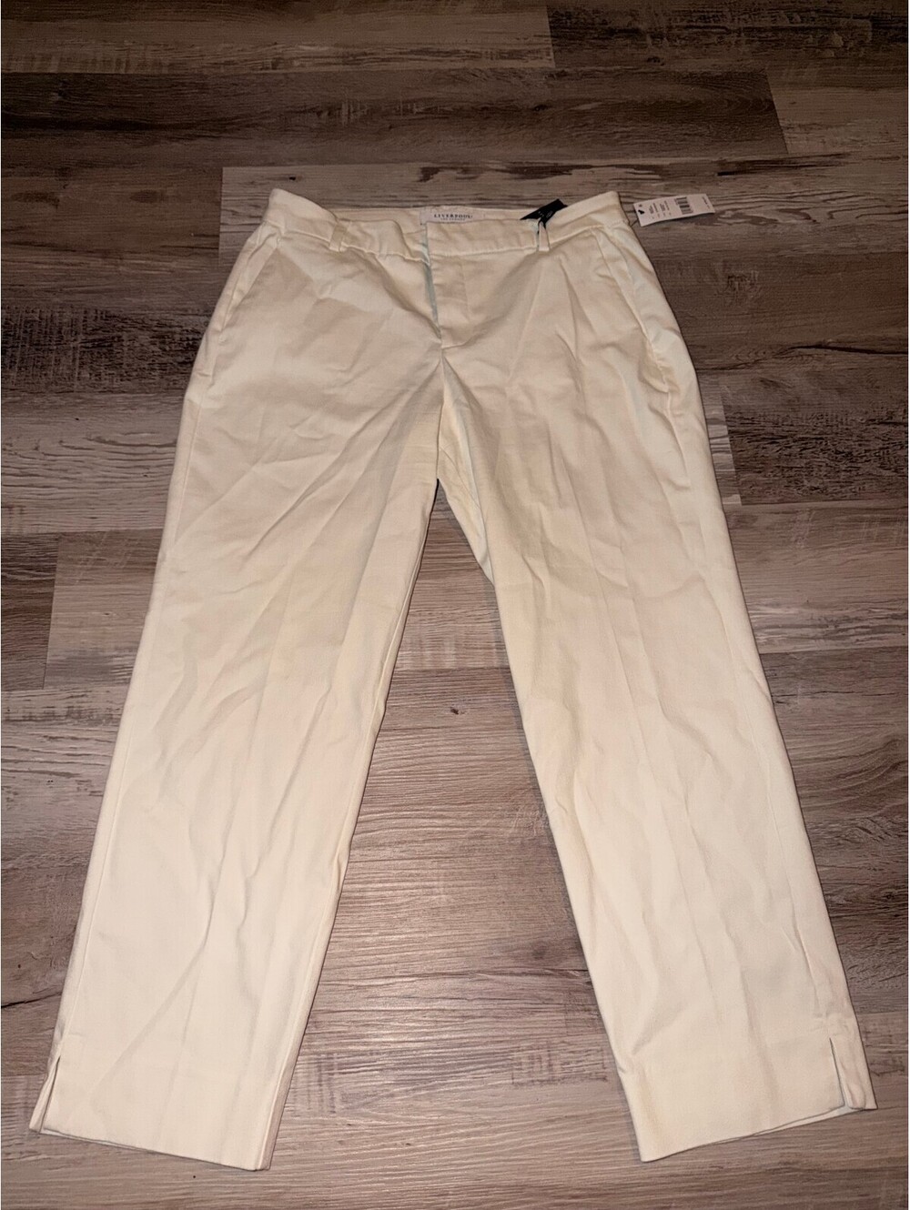 New 8/29 LIVERPOOL Kelsey Crop Trousers Side Slits Off WHITE Dress PANTS